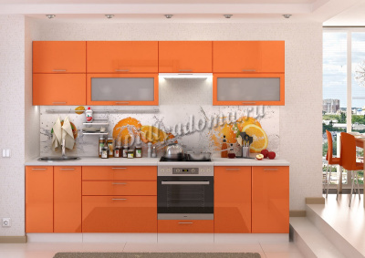 Шкаф пенал ШП 400 Кухня Ксения (Оранжевый глянец)